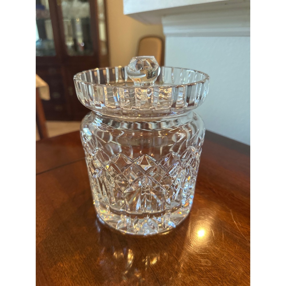 Waterford Lismore Crystal Biscuit Barrel Cookie Jar with Lid 6.5 Inch EEUC